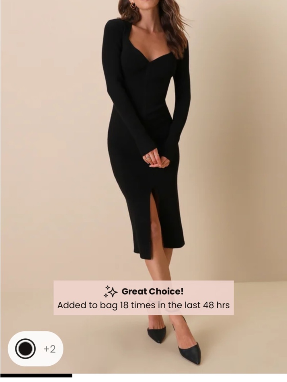 Lulu's Adoring Me Black ribbed Sweetheart Midi Dress